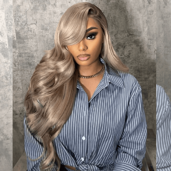 SZC Platinum Ash Blonde 200 Density 13X4 Lace Front Virgin Human Hair Wigs