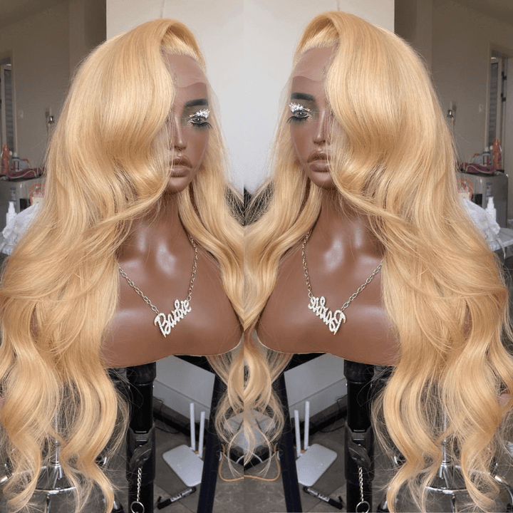 SZC Platinum Honey Blonde Body Wave 13x4 HD Lace Front Human Hair Wigs