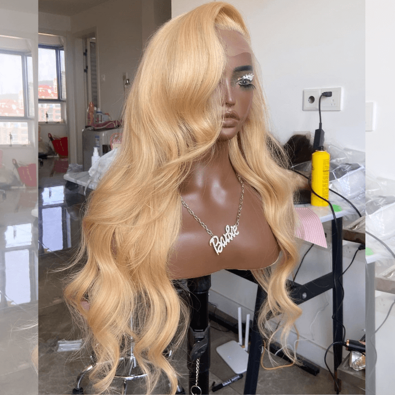 SZC Platinum Honey Blonde Body Wave 13x4 HD Lace Front Human Hair Wigs