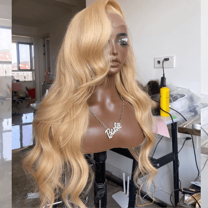 SZC Platinum Honey Blonde Body Wave 13x4 HD Lace Front Human Hair Wigs