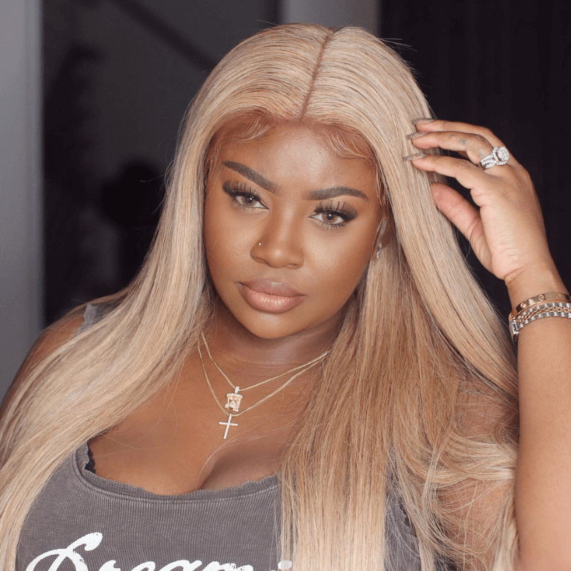 SZC Platinum Honey Blonde Bone Straight 13x4 Lace Front Human Hair Wig