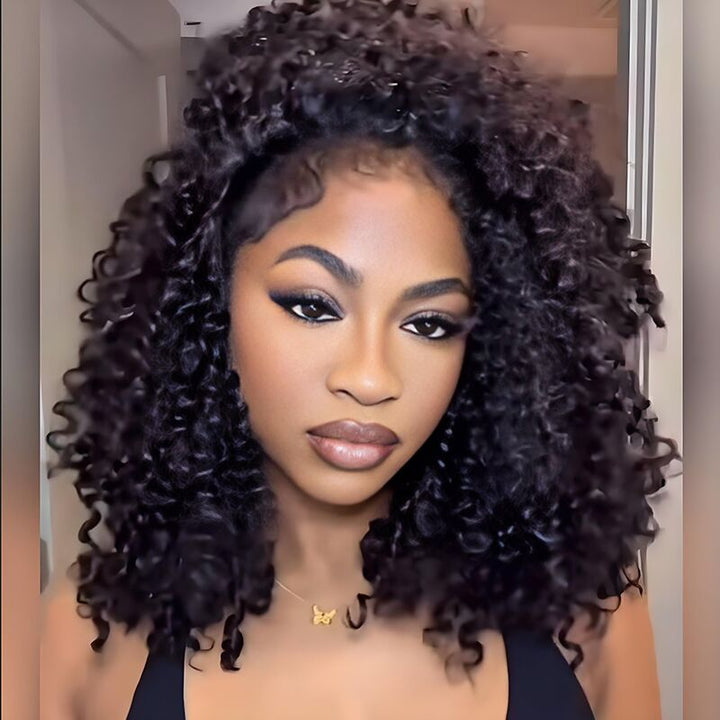 SZC Short Crimped Loose Wave Bob Wig 13x4 Lace Front Human Hair Wigs