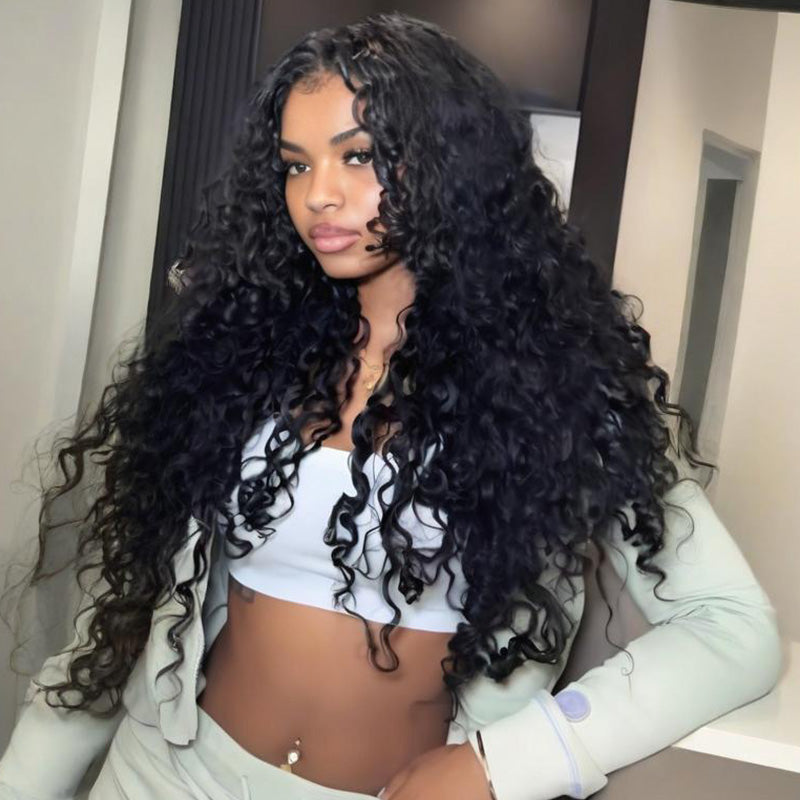 SZC Spanish Crimped Loose Curls 13x4 Lace Front Virgin Human Hair Wigs