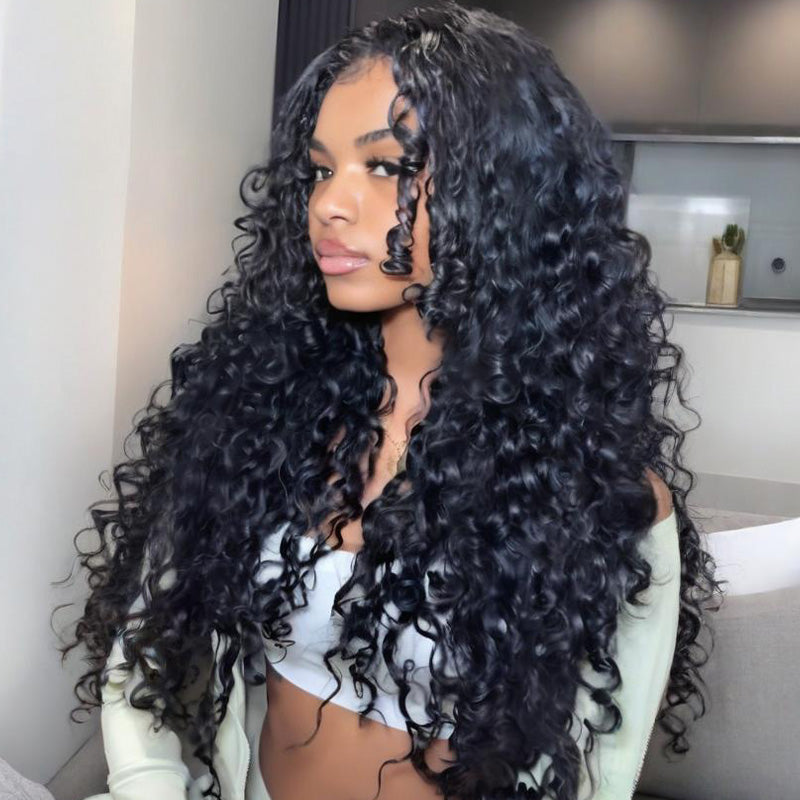 SZC Spanish Crimped Loose Curls 13x4 Lace Front Virgin Human Hair Wigs