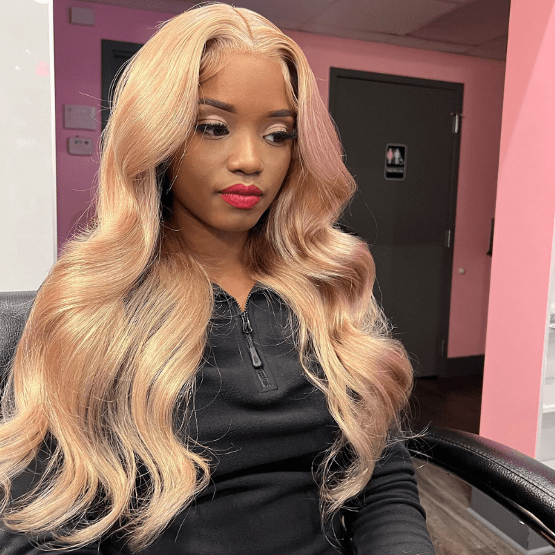 SZC Strawberry Honey Blonde Body Wave Virgin Lace Front Human Hair Wig
