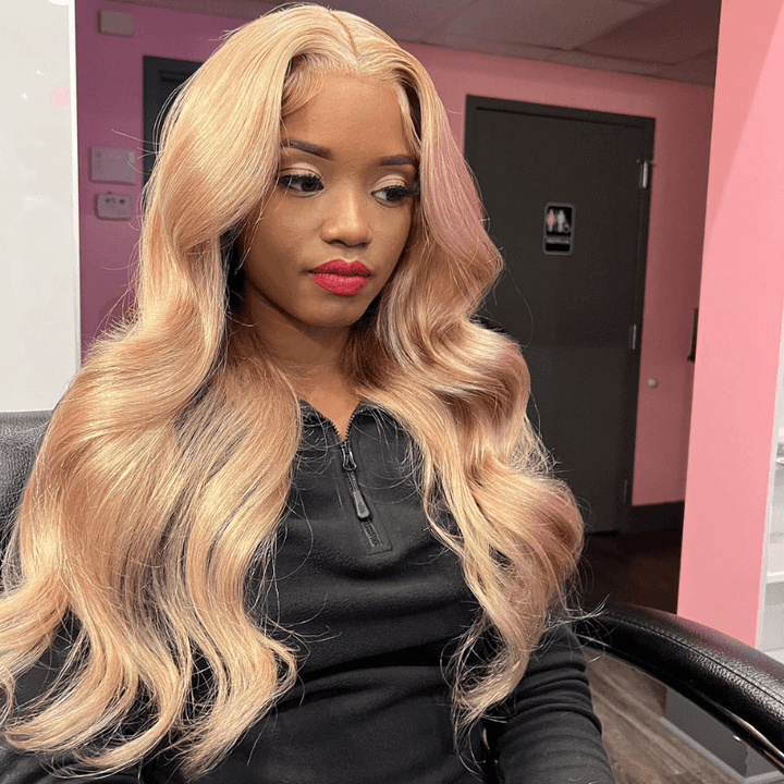 SZC Strawberry Honey Blonde Body Wave Virgin Lace Front Human Hair Wig