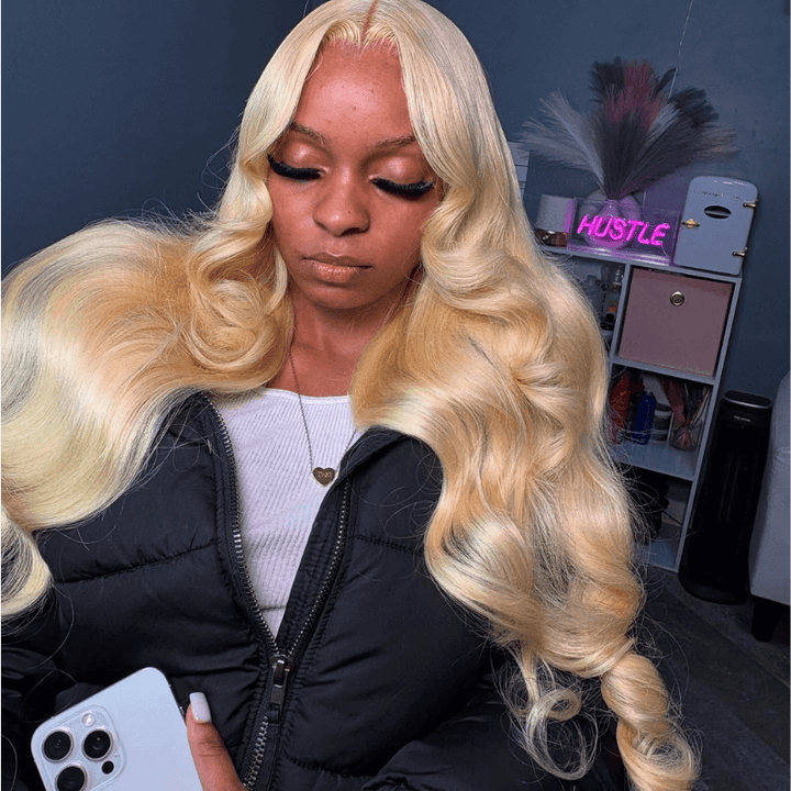 Blonde 613 Bone Straight 200 Density 13x4 Lace Front Hair Weave Wig