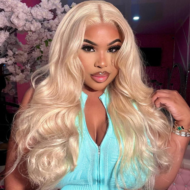 SZC 200 Density Blonde 613 Body Wave 13x4 Lace Front Virgin Hair Wigs