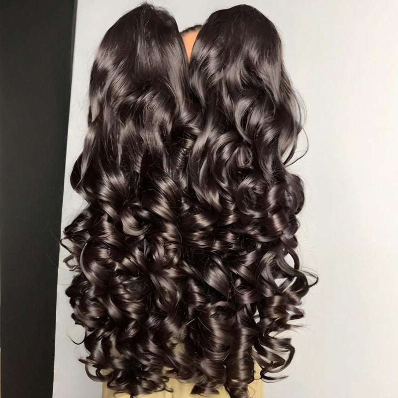 SZC 250 300 Density Bouncy Loose Curls 13x4 Lace Front Human Hair Wigs