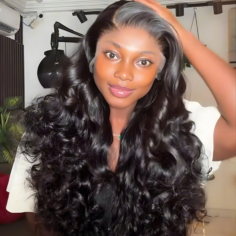 SZC 250 300 Density Bouncy Loose Curls 13x4 Lace Front Virgin Human Hair Wigs