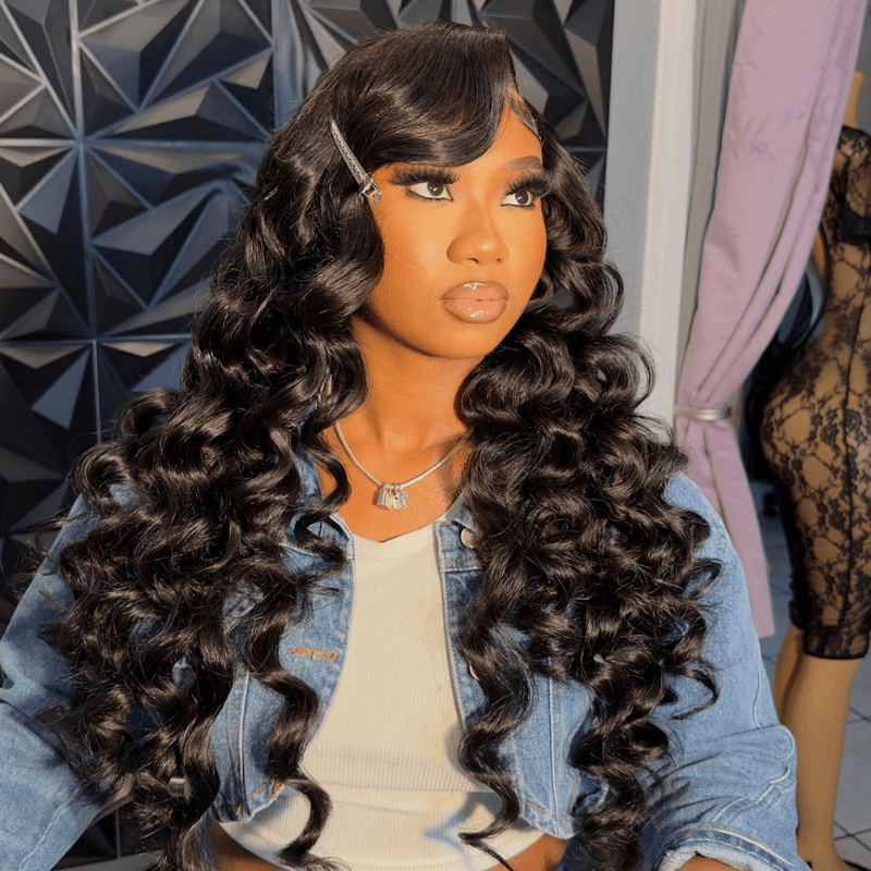 SZC 250 300 Density Elastic Drawstring Loose Wave 13x4 HD Lace Front Virgin Human Hair Wigs