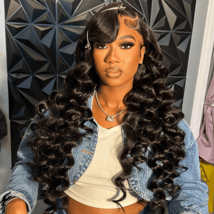 SZC 250 300 Density Elastic Drawstring Loose Wave 13x4 HD Lace Front Virgin Human Hair Wigs