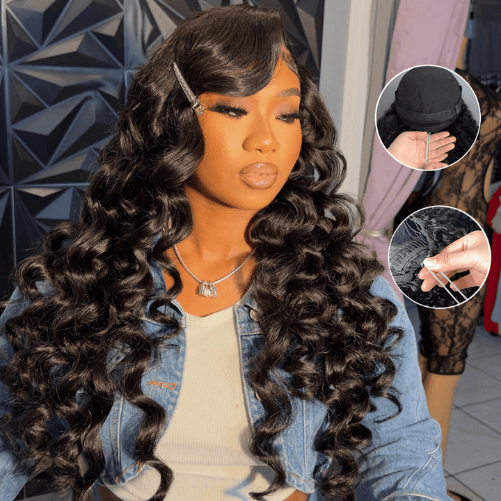 SZC 250 300 Density Elastic Drawstring Loose Wave 13x4 HD Lace Front Virgin Human Hair Wigs