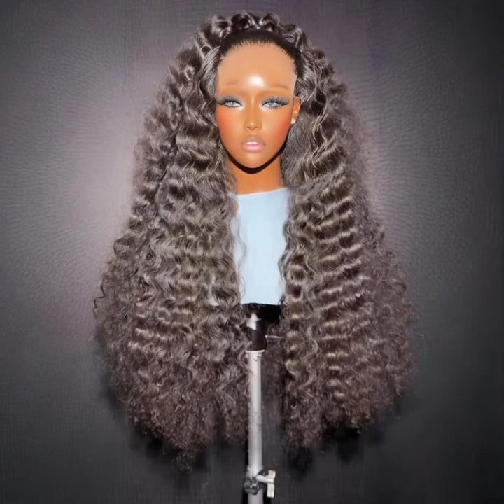 SZC 250 300 Density Natural Fluffy Deep Wave 13x4 Lace Front Human Hair Wig