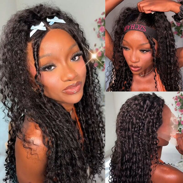 SZC 250 300 Density Spanish Crimped Loose Curls 13x4 Lace Front  Human Hair Wigs
