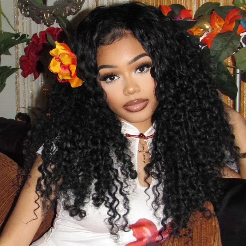 SZC 300 Density Spanish Crimped Loose Curls Lace Front Human Hair Wigs
