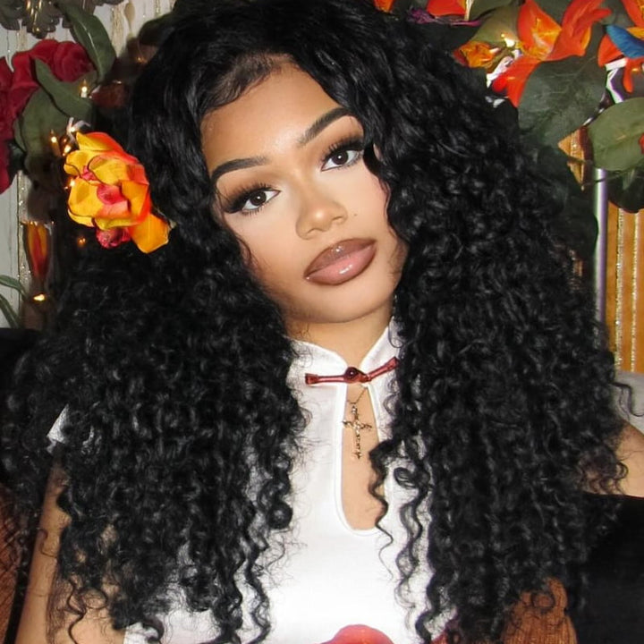 SZC 300 Density Spanish Crimped Loose Curls Lace Front Human Hair Wigs