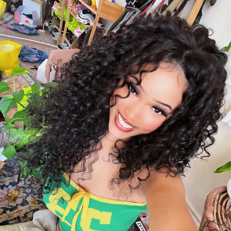 SZC 250 300 Density Spanish Crimped Loose Curls 13x4 Lace Front Virgin Human Hair Wigs