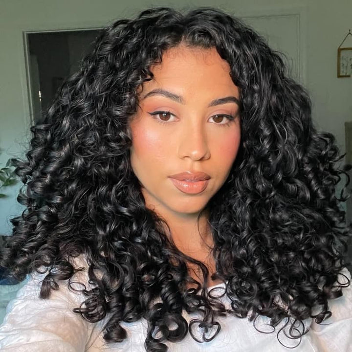 SZC 250 300 Density Spiral Loose Curls 13x4 Lace Front Virgin Human Hair Wigs