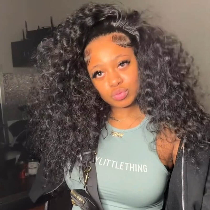 SZC 250 300 Density Wand Deep Curls 13x4 HD Lace Front  Human Hair Wigs
