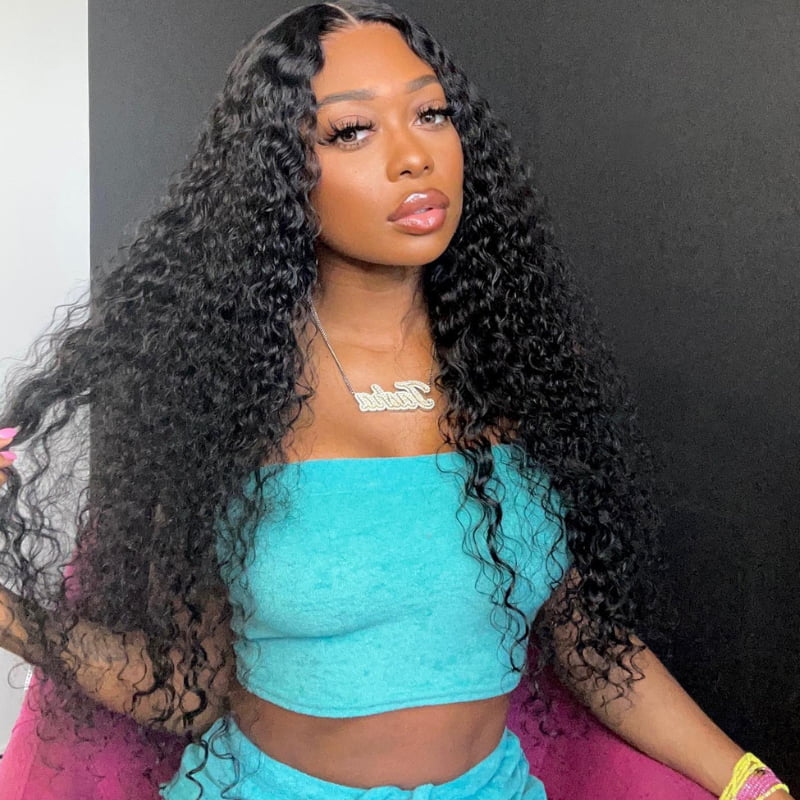 SZC 250 Density Water Wave Curls 13x4 Lace Front Virgin Human Hair Wig
