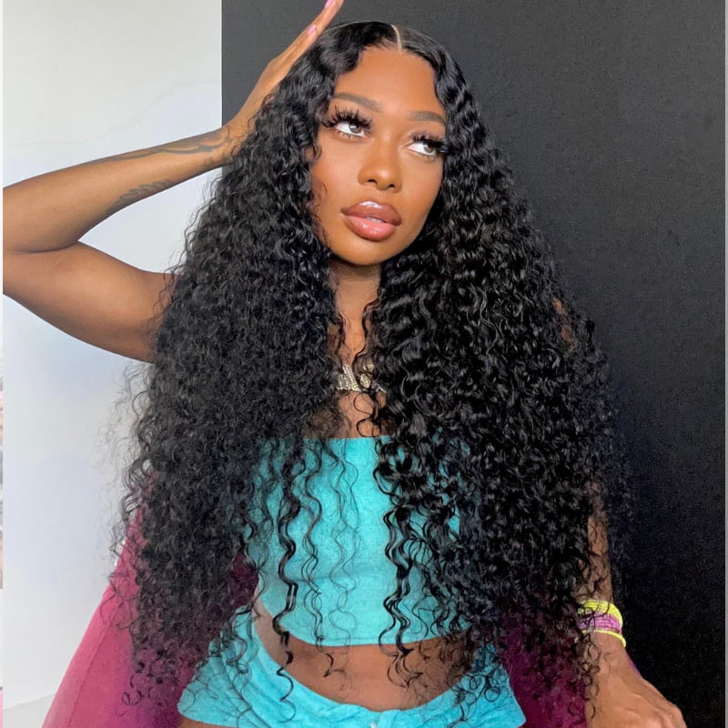 SZC 250 Density Water Wave Curls 13x4 Lace Front Virgin Human Hair Wig