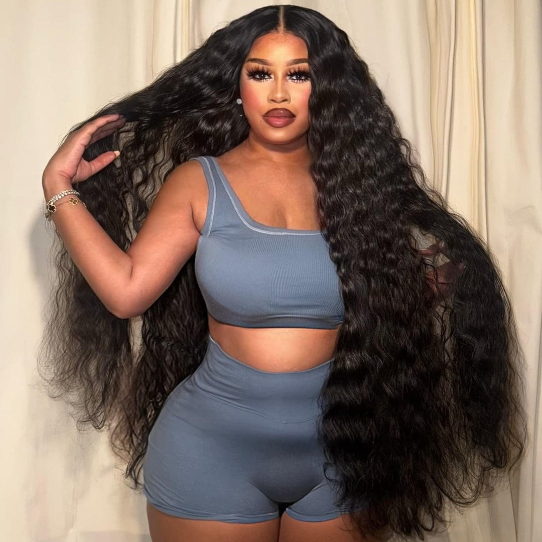 SZC 300 400 Density Thick Full Volume Straight Body Wave Wand Curls 13x4 Lace Front Human Hair Wig