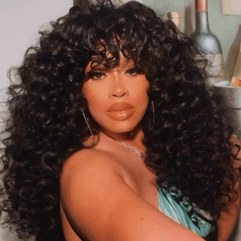 SZC 300 Density Bouncy Loose Curls 13x4 Lace Front Virgin Human Hair Wigs