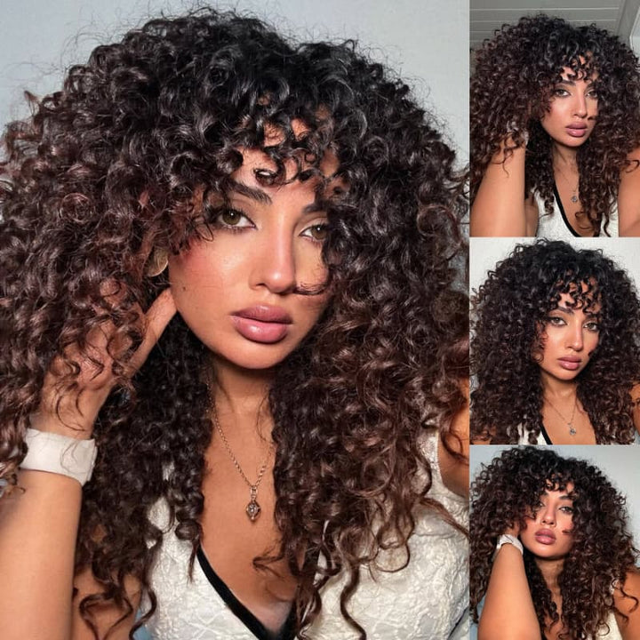 SZC 300 Density Bouncy Loose Curls 13x4 Lace Front Virgin Human Hair Wigs