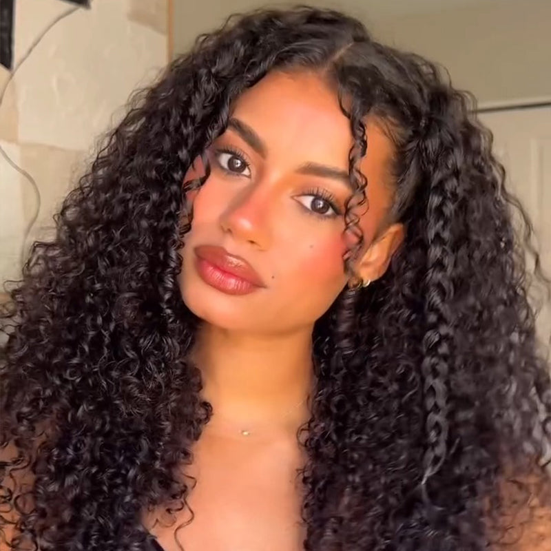 SZC 360 Full Lace Front Ventilated Crimped Spanish Loose Curls Human Hair Wigs