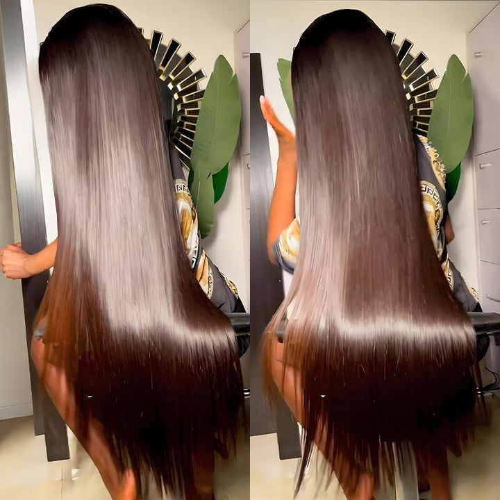 SZC 42 40 38 36 34 32 30 Inch Black Brown Bone Straight 13x4 Lace Front Human Hair Wigs