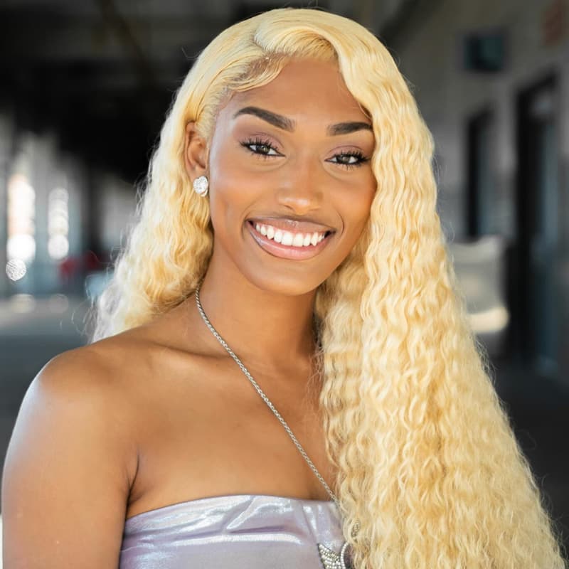SZC 613 Blonde Water Wave Wet And Wavy 13x4 Lace Front Virgin Human Hair Wigs 200 Density