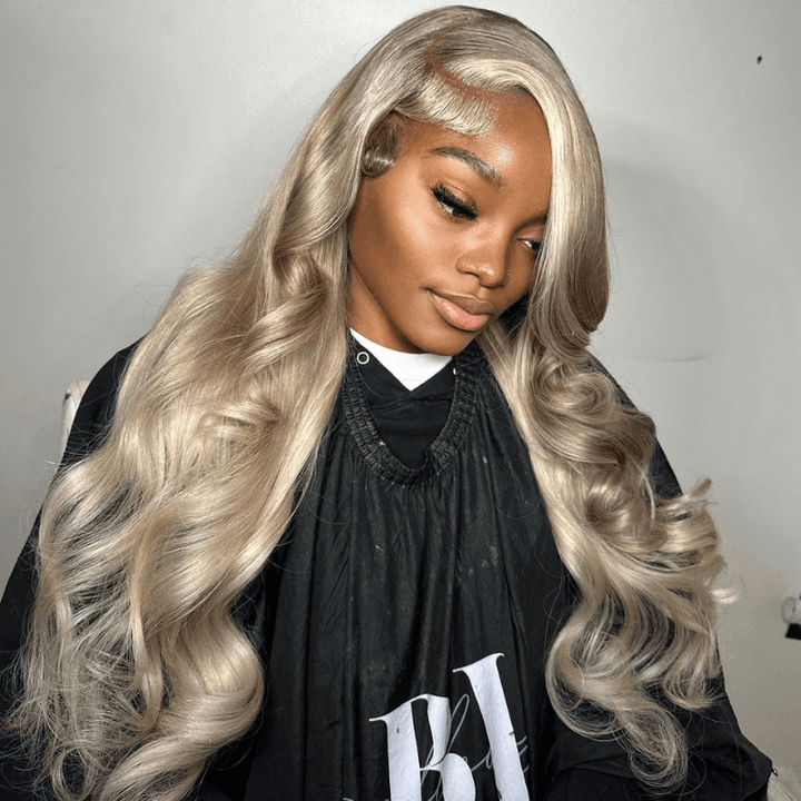 SZC Ash Gray Blonde 13x4 Lace Front 200 Density Body Wave Hair Wigs