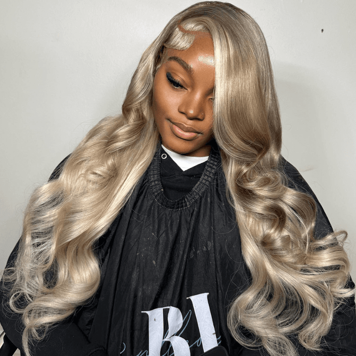 SZC Ash Gray Blonde 13x4 Lace Front 200 Density Body Wave Hair Wigs