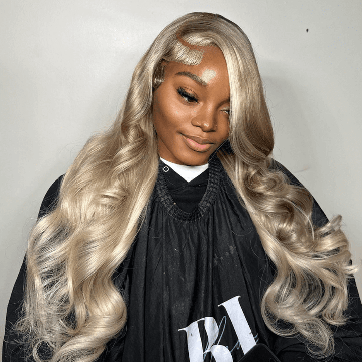 SZC Ash Gray Blonde 13x4 Lace Front 200 Density Body Wave Hair Wigs