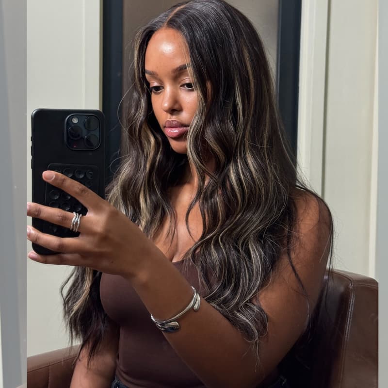 SZC Balayage Black Brown Highlights 13x4 Lace Front Virgin Human Hair Wigs
