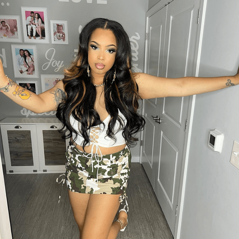 SZC Black With Brown Highlight Streaks 200 Density Virgin Human Hair Wig