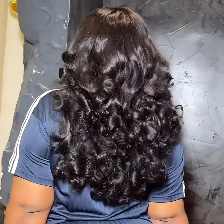 SZC Bounce Barrel Spiral Loose Curls 13x4 Lace Front Human Hair Wig 250 300 Density