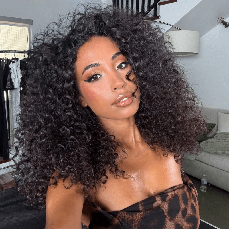 SZC Bouncy Loose Wave Curls 13x4 Transparent Lace Front Human Hair Wigs
