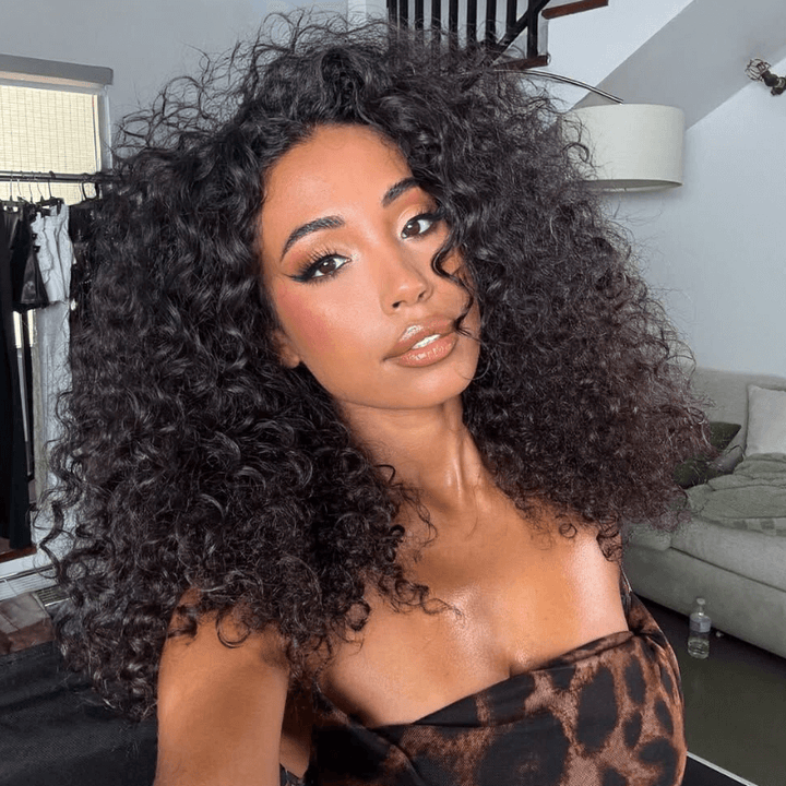 SZC Bouncy Loose Wave Curls 13x4 Transparent Lace Front Human Hair Wigs
