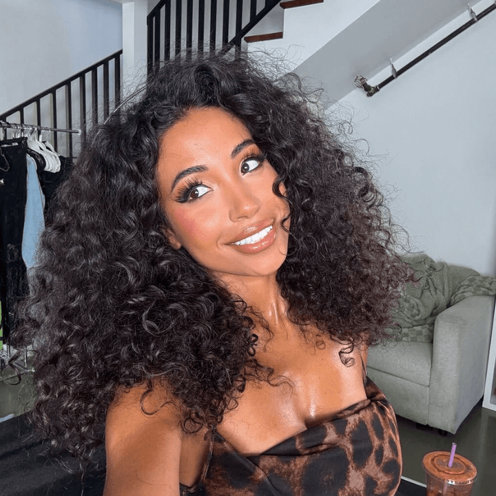 SZC Bouncy Loose Wave Curls 13x4 Transparent Lace Front Human Hair Wigs