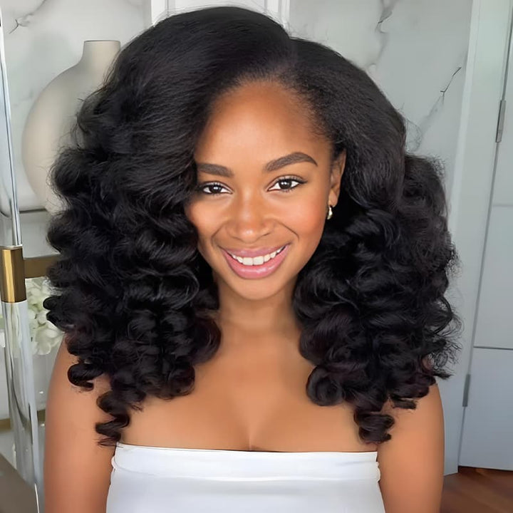 SZC Bouncy Yaki Kinky Straight Loose Wave 13x4 Lace Front Human Hair Wigs