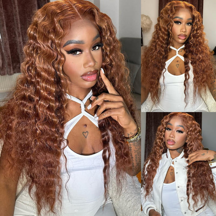 SZC Chocolate Brown Deep Wave 13x4 Lace Front Virgin Human Hair Wigs