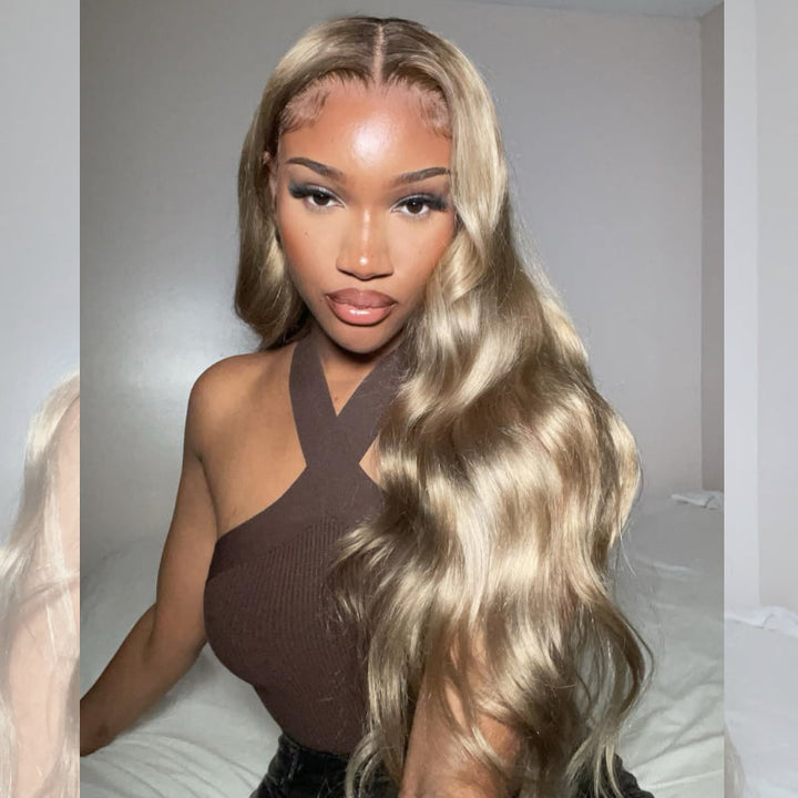 SZC Dark Strawberry Blonde 13x4 Lace Front Body Wave Human Hair Wigs