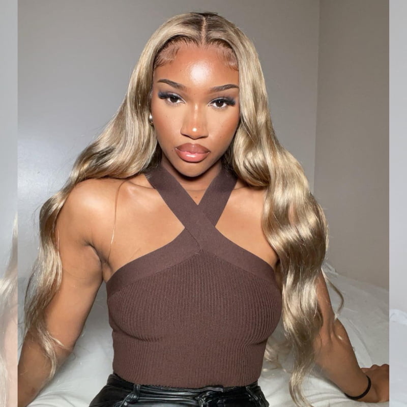 SZC Dark Strawberry Blonde 13x4 Lace Front Body Wave Human Hair Wigs