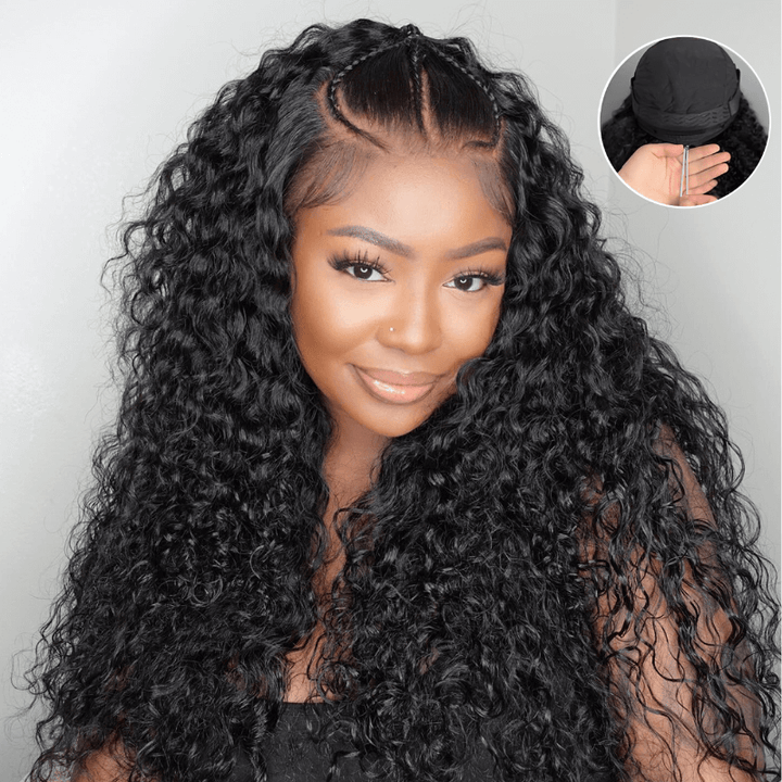 SZC Elastic Drawstring Yaki Straight Body Loose Wave 13x4 Lace Front Human Hair Wigs