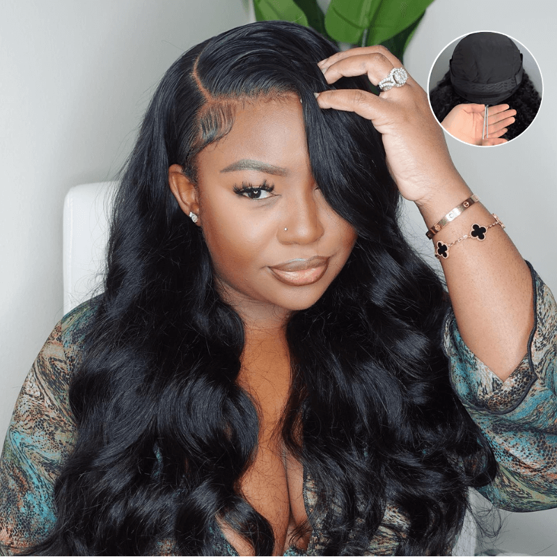 SZC Elastic Drawstring Yaki Straight Body Loose Wave 13x4 Lace Front Human Hair Wigs