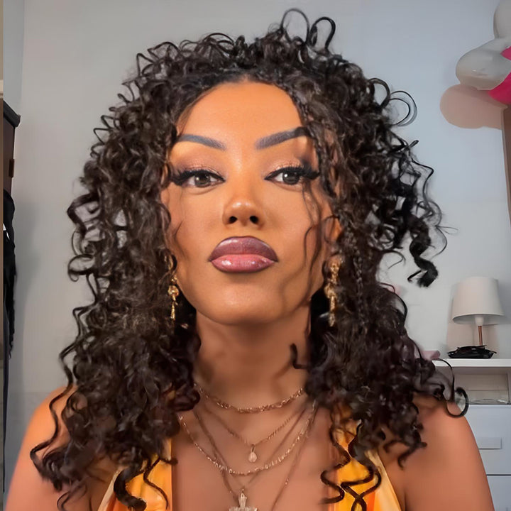 SZC Elegant Bouncy Deep Wave Curly Bob 13x4 Lace Front Virgin Human Hair Wigs