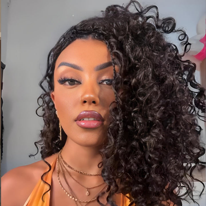 SZC Elegant Bouncy Deep Wave Curly Bob 13x4 Lace Front Virgin Human Hair Wigs