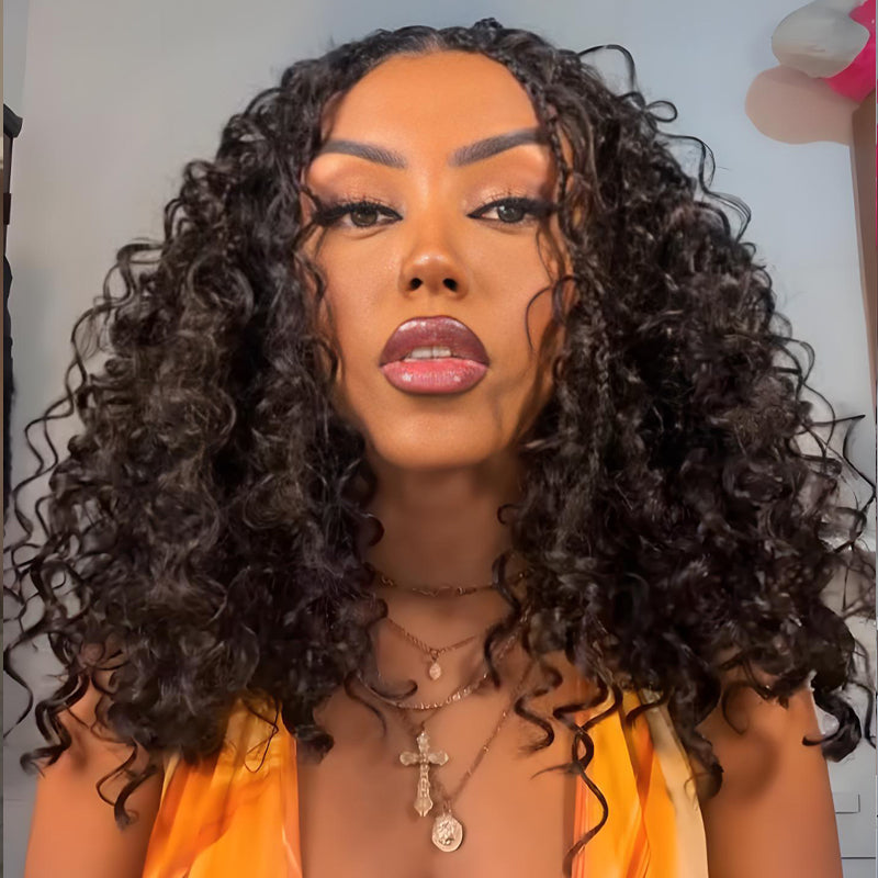 SZC Elegant Bouncy Deep Wave Curly Bob 13x4 Lace Front Virgin Human Hair Wigs